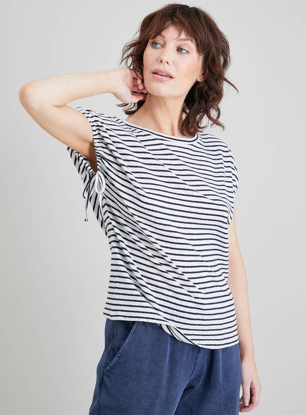 Navy Stripe Linen Rich T-Shirt 10